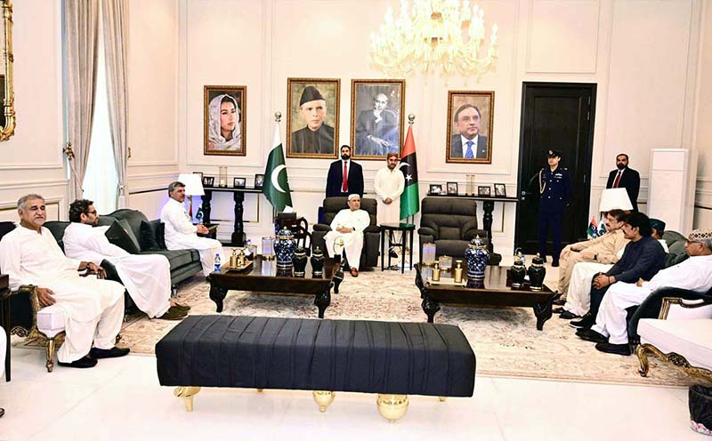 President Asif Ali Zardari meeting Deputy Speaker National Assembly Syed Ghulam Mustafa Shah, Provincial Ministers and other dignitaries at Zardari House on the occasion of Eidul Azha