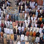 A large number of faithful offering Eidul Azha prayers near Pakistan Chowk