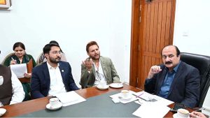Chairman Prime Minister's Youth Programme, Rana Mashood Ahmed Khan in a meeting with national cricket player Shahid Afridi