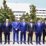 Group photograph of Azerbaijan’s Minister of Justice, Mr. Farid Ahmadov with Federal Minister for Law and Justice Azam Nazeer Tarar and Minister of State for Law and Justice Barrister Aqeel Malik at Parliament House