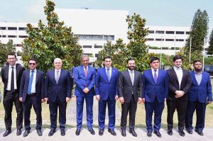 Group photograph of Azerbaijan’s Minister of Justice, Mr. Farid Ahmadov with Federal Minister for Law and Justice Azam Nazeer Tarar and Minister of State for Law and Justice Barrister Aqeel Malik at Parliament House