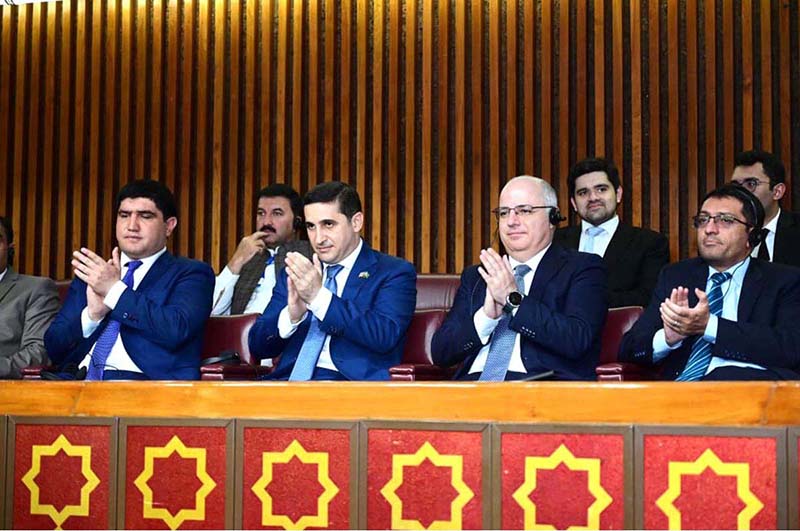 The Minister of Justice of Azerbaijan, Mr. Farid Ahmadov along with the delegation witnessing the proceedings of the National Assembly of Pakistan during his official visit
