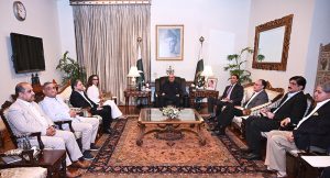President Asif Ali Zardari chairs a pre-budget consultative meeting at Aiwan-e-Sadr