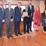 The Hon'ble Chief Justice of Pakistan, Mr. Justice Yahya Afridi, presenting a souvenir to Raimundas Karoblis, Ambassador of the European Union to Pakistan, at the Supreme Court of Pakistan