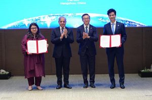 Prime Minister Muhammad Shehbaz Sharif witnessing the MoUs and agreements exchange between Alibaba and Pakistan