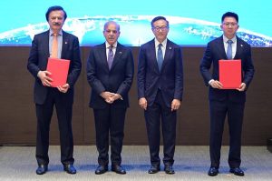 Prime Minister Muhammad Shehbaz Sharif witnessing the MoUs and agreements exchange between Alibaba and Pakistan