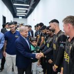 Prime Minister Muhammad Shehbaz Sharif meets the players of Peshawar Zalmi and Hyderabad Kingsmen, the finalists of the PSL at Qadafi Stadium