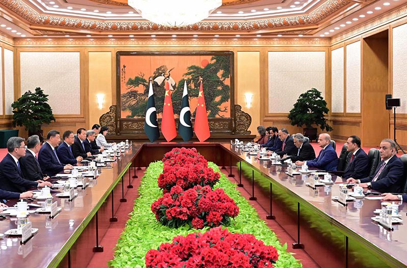Prime Minister Muhammad Shehbaz Sharif meeting with Chinese President Xi Jinping
