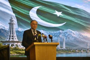 Federal Minister for Planning, Development and Special Initiatives Ahsan Iqbal is addressing a Pak-China Cultural Evening organized at the Pak-China Friendship Center to mark the completion of 75 years of Pak-China friendship.