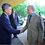 Governor Zhejiang Province Mr. Liu Jie receiving Prime Minister Muhammad Shehbaz Sharif upon his arrival to attend the Pakistan China Business Conference on Information Technology & Telecom, Battery Energy Storage System (BESS) and Agriculture