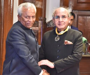 Sindh Governor, Syed Muhammad Nehal Hashmi confers the Hilal-e-Imtiaz to Prof. Dr. Mujeeb-ud-Din Memon at Governor House