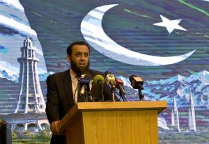 Federal Minister for Information and Broadcasting, Attaullah Tarar addressing a Pak-China Cultural Evening organized to mark the completion of 75 years of Pak-China friendship at the Pak-China Friendship Center.