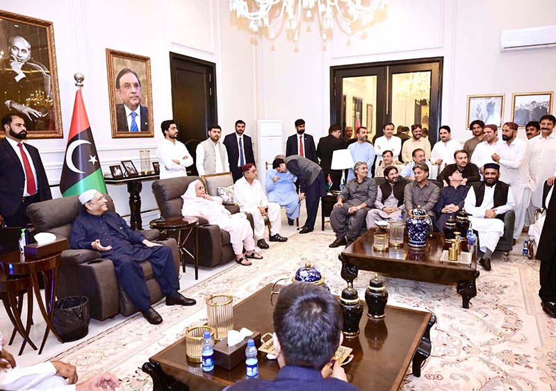 President Asif Ali Zardari meeting elected representatives, political leaders, visitors and dignitaries from the area at Zardari House Nawabshah on the occasion of Eid-ul-Azha