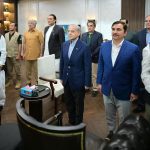 Prime Minister Muhammad Shehbaz Sharif enjoying the final Match of PSL 11 at Gaddafi Stadium