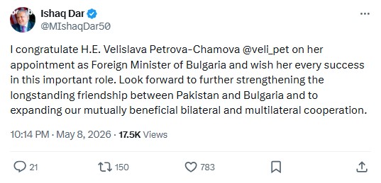 DPM Dar congratulates Dr. Velislava on her appointment as Bulgaria FM
