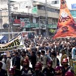 A large number of mourners attending the procession on 10th of the Holy Month of Muharramul Harram. Muharram is the mourning month in remembrance of the Shahadat of Hazrat Imam Hussain (RA), the Grandson of the Holy Prophet Mohammad (PBUH)