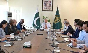 Federal Minister for Climate Change and Environmental Coordination Dr. Musadik Malik meeting with UN Resident Coordinator Mohamed Yahya at Ministry of Climate Change and Environmental.
