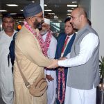 MNA, Bilal Badar Chaudhary receiving pilgrims of first Hajj flight at Faisalabad International Airport returning from Saudi Arabia
