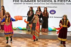 Students performing tableau during the Summer School & Fiesta 2026 at Islamabad College for Girls, F-6/2