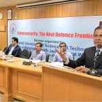 Chief Guest Dr. Sultan Azam Temuri, former IGP Islamabad addressing a seminar “Cyber Security: The Next Defence Frontier” at Capital University of Science and Technology (CUST)