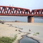 A view of dry beds of Indus River at Kotri due to shortage of water