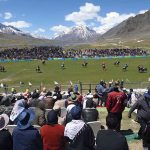 A view of free style polo match between Chitral Laspur and Gheezar teams during the opening ceremony of Shandur Polo Festival 2026 at the world’s highest polo ground