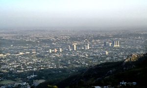 An attractive view of Federal Capital through famous picnic spot Pir Sohawa.