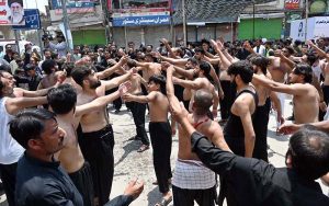 A large number of mourners attending the procession on 10th of the Holy Month of Muharramul Harram. Muharram is the mourning month in remembrance of the Shahadat of Hazrat Imam Hussain (RA), the Grandson of the Holy Prophet Mohammad (PBUH)