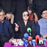 Provincial Minister for Information Azma Bokhari is addressing a press conference about Muharram security arrangements at Clock Tower Chowk