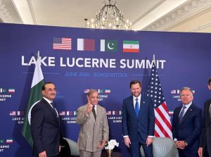 Prime Minister Muhammad Shehbaz Sharif and COAS & CDF Field Marshal Syed Asim Munir meeting with Vice President of the United States J.D. Vance and the US delegation on the sidelines of US-Iran technical level talks as a follow-up of Islamabad MoU being held in Burgenstock.