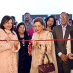 Chief Executive Officer and Founder of Nishat, Mrs. Naz Mansha, along with Vice Chancellor of Pakistan Institute of Fashion and Design (PIFD), Prof. Hina Tayyaba Khalil, , cuts the ribbon to inaugurate the Annual Thesis Display 2026, at the Pakistan Institute of Fashion and Design (PIFD)