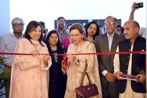 Chief Executive Officer and Founder of Nishat, Mrs. Naz Mansha, along with Vice Chancellor of Pakistan Institute of Fashion and Design (PIFD), Prof. Hina Tayyaba Khalil, , cuts the ribbon to inaugurate the Annual Thesis Display 2026, at the Pakistan Institute of Fashion and Design (PIFD)