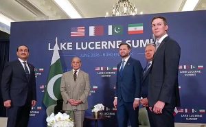 Prime Minister Muhammad Shehbaz Sharif and COAS & CDF Field Marshal Syed Asim Munir meeting with Vice President of the United States J.D. Vance and the US delegation on the sidelines of US-Iran technical level talks as a follow-up of Islamabad MoU being held in Burgenstock.