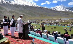 Governor Khyber Pakhtunkhwa Faisal Karim Kundi addressing during the opening ceremony of Shandur Polo Festival 2026