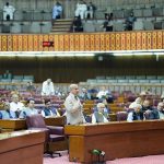 Prime Minister Muhammad Shehbaz Sharif addresses a session of the National Assembly