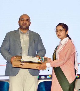 Provincial Minister of School and Higher Education for Punjab Rana Sikandar Hayat Distribution merit certificate in the students during inauguration ceremony of Foundational Literacy and "New mercy (FLN) Campus 2026.