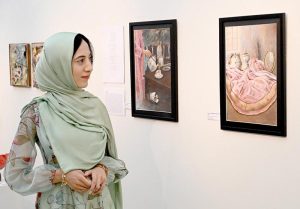 The art lovers showing interest in artwork on display during the inaugural ceremony of Offgrid studio's "Rejected" art Exhibition at PNCA