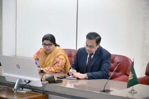 Federal Minister for Economic Affairs Ahad Cheema chairs a review meeting on the Prime Minister's Office System (PMOS). Federal Minister for IT Shaza Fatima Khawaja also attended the meeting