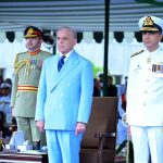 Prime Minister Muhammad Shehbaz Sharif attends the passing out ceremony of 125th Midshipmen and 33rd SSC courses at Pakistan Naval Academy, PNS Rahbar