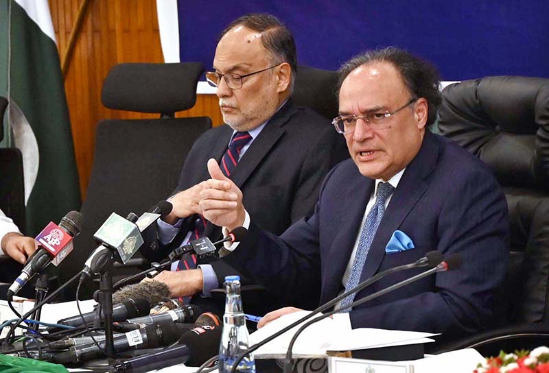 Finance Minister Muhammad Aurangzeb addressing the launching ceremony of Pakistan Economic Survey 2025-2026