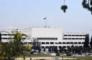 Security personnel maintain a close watch around Parliament House to ensure law and order during the Federal Budget 2026–27 session in the National Assembly in the federal capital