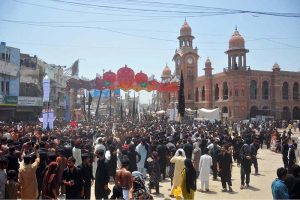 A large number of mourners attending Tazia procession on 10th of Holy Month of Muharram-ul-Harram. Muharram is the mourning month in remembrance of the Shahadat of Hazrat Imam Hussain (RA), the Grandson of the Holy Prophet Mohammad (PBUH)