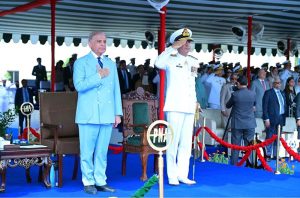 Prime Minister Muhammad Shehbaz Sharif attends the passing out ceremony of 125th Midshipmen and 33rd SSC courses at Pakistan Naval Academy, PNS Rahbar