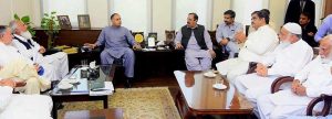 Minister of State for Finance and Railways, Bilal Azhar Kayani, chairs a consultative meeting regarding the two Jhelum-related seats in the Azad Jammu and Kashmir elections
