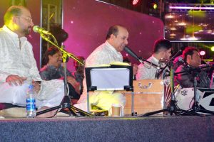 Renowned singer Rahat Fateh Ali Khan performs songs and Qawwali during a night of music at a local hotel late Sunday night