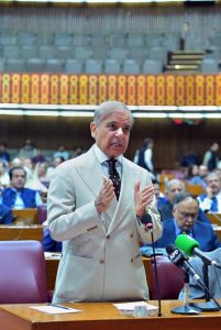 Prime Minister Muhammad Shehbaz Sharif addresses the National Assembly Session.