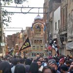 A large number of mourners attending Tazia procession on 10th of Holy Month of Muharram-ul-Harram. Muharram is the mourning month in remembrance of the Shahadat of Hazrat Imam Hussain (RA), the Grandson of the Holy Prophet Mohammad (PBUH)