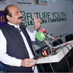 Chairman Prime Minister’s (PM) Youth Program Rana Mashhood Ahmed Khan is addressing the “Future Youth Leaders Conference” at Riphah International College Lasani Pulli Sargodha Road