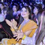 Women enjoy themselves while renowned singer Rahat Fateh Ali Khan performs songs and Qawwali during a night of music at a local hotel late Sunday night