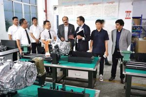 Chairman Prime Minister's Youth Programme Rana Mashood Ahmed Khan while visiting the cutting Edge EV training facilities in china